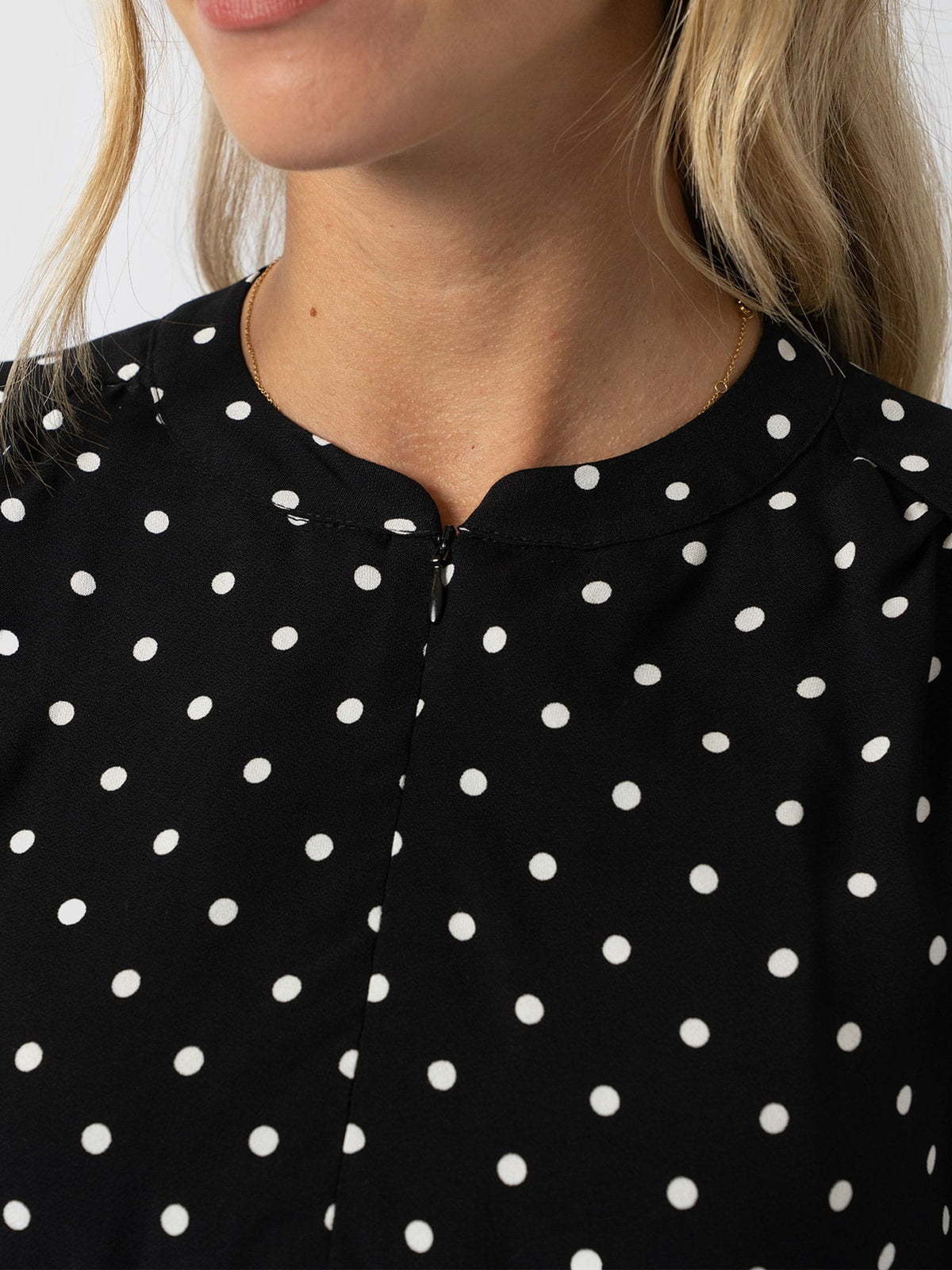 Adaline Zip Up Dress - Black Polka Dot