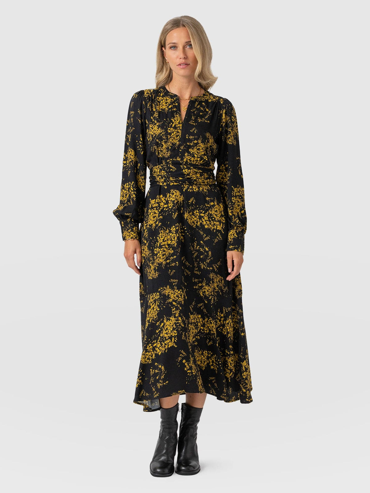 Adaline Zip Up Dress - Yellow Mimosa