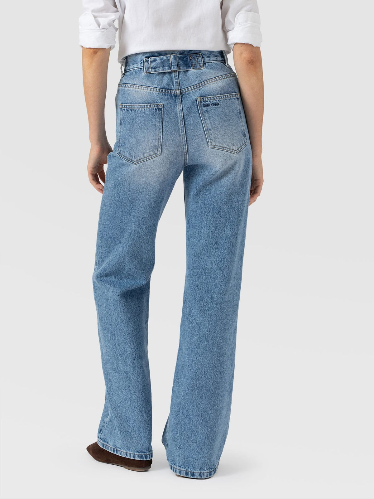 Adjustable Wide Leg Jean - Light Blue