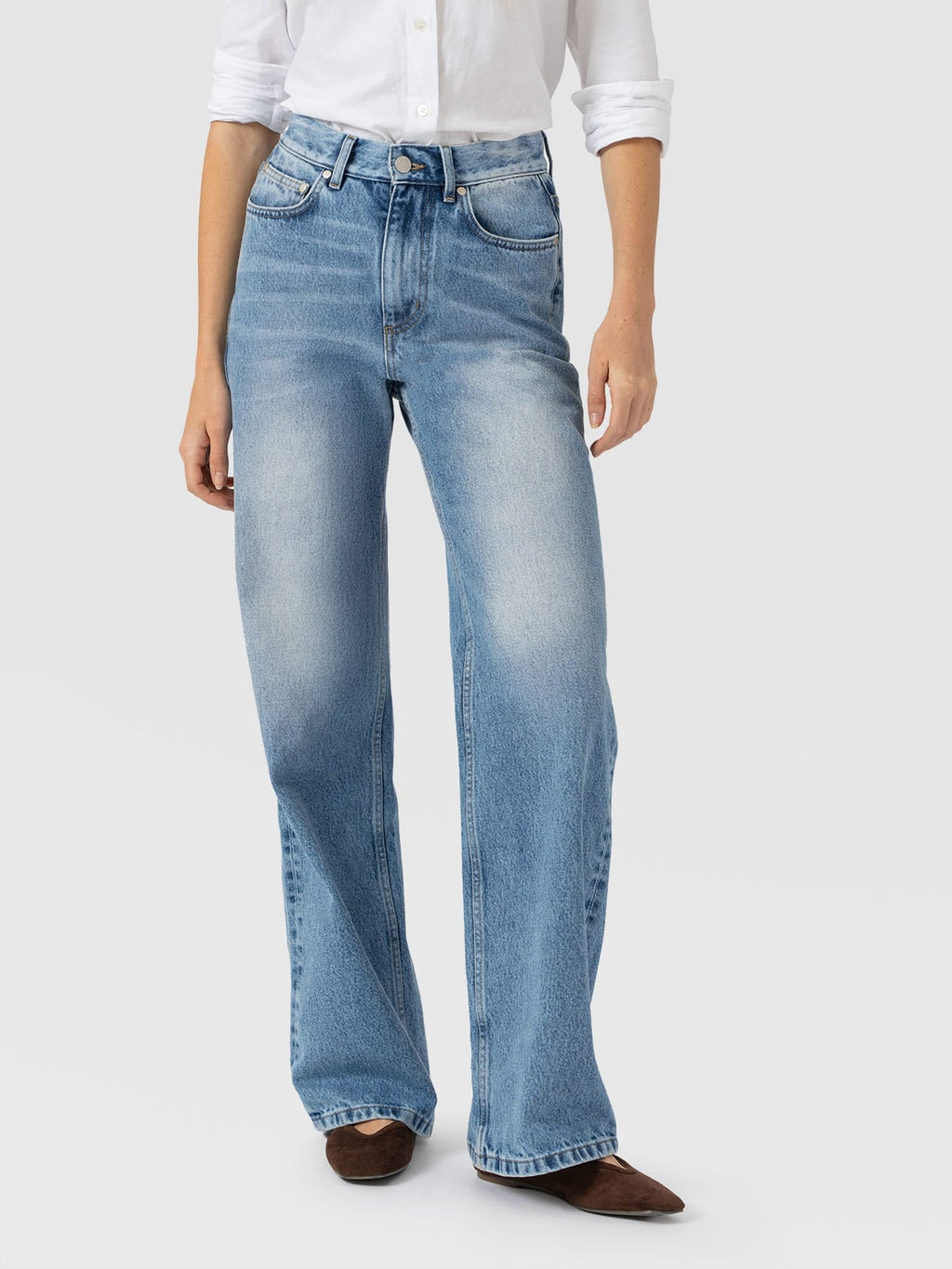 Adjustable Wide Leg Jean - Light Blue