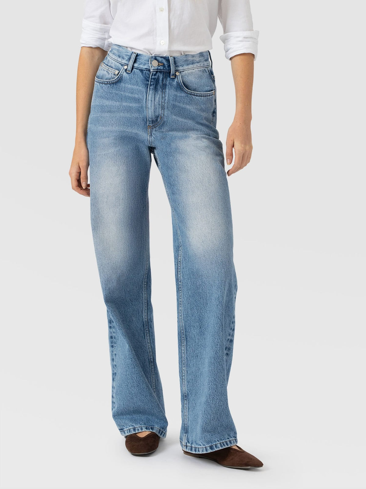 Adjustable Wide Leg Jean - Light Blue