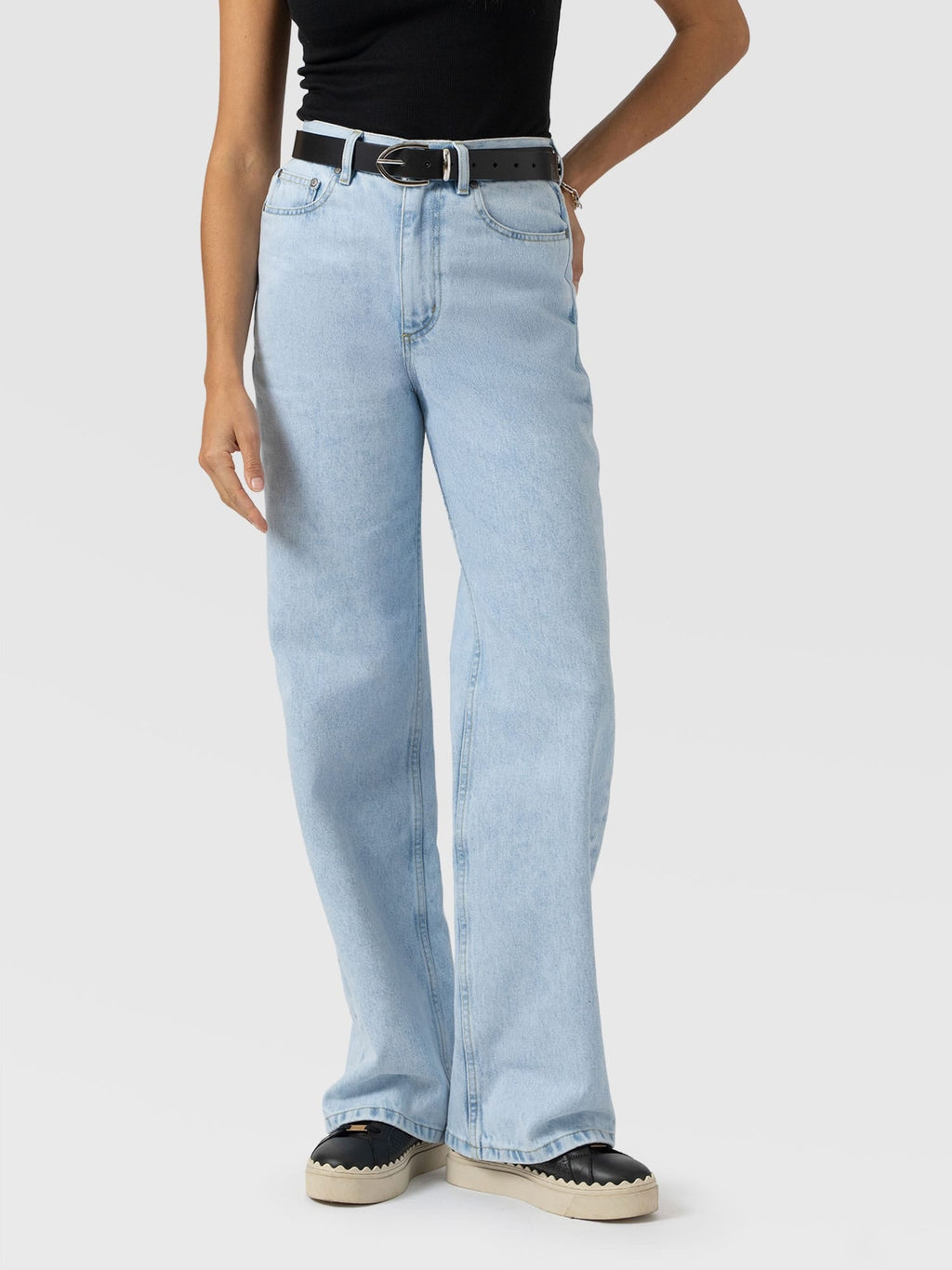 Adjustable Wide Leg Jean - Pale Blue