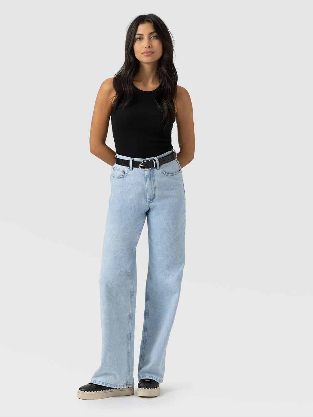 Adjustable Wide Leg Jean - Pale Blue