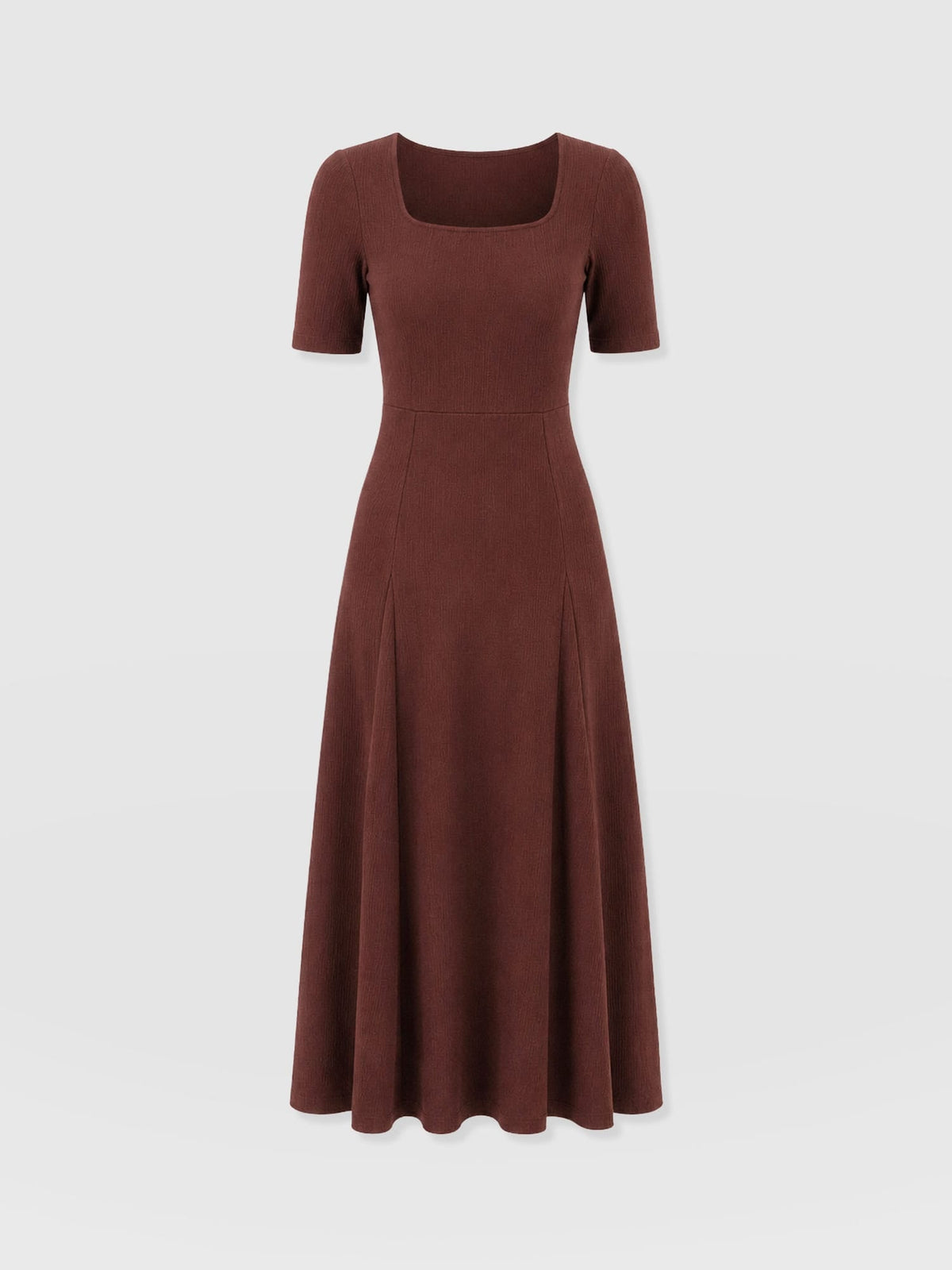 Akia Short Sleeve Dress - Maroon Textured
