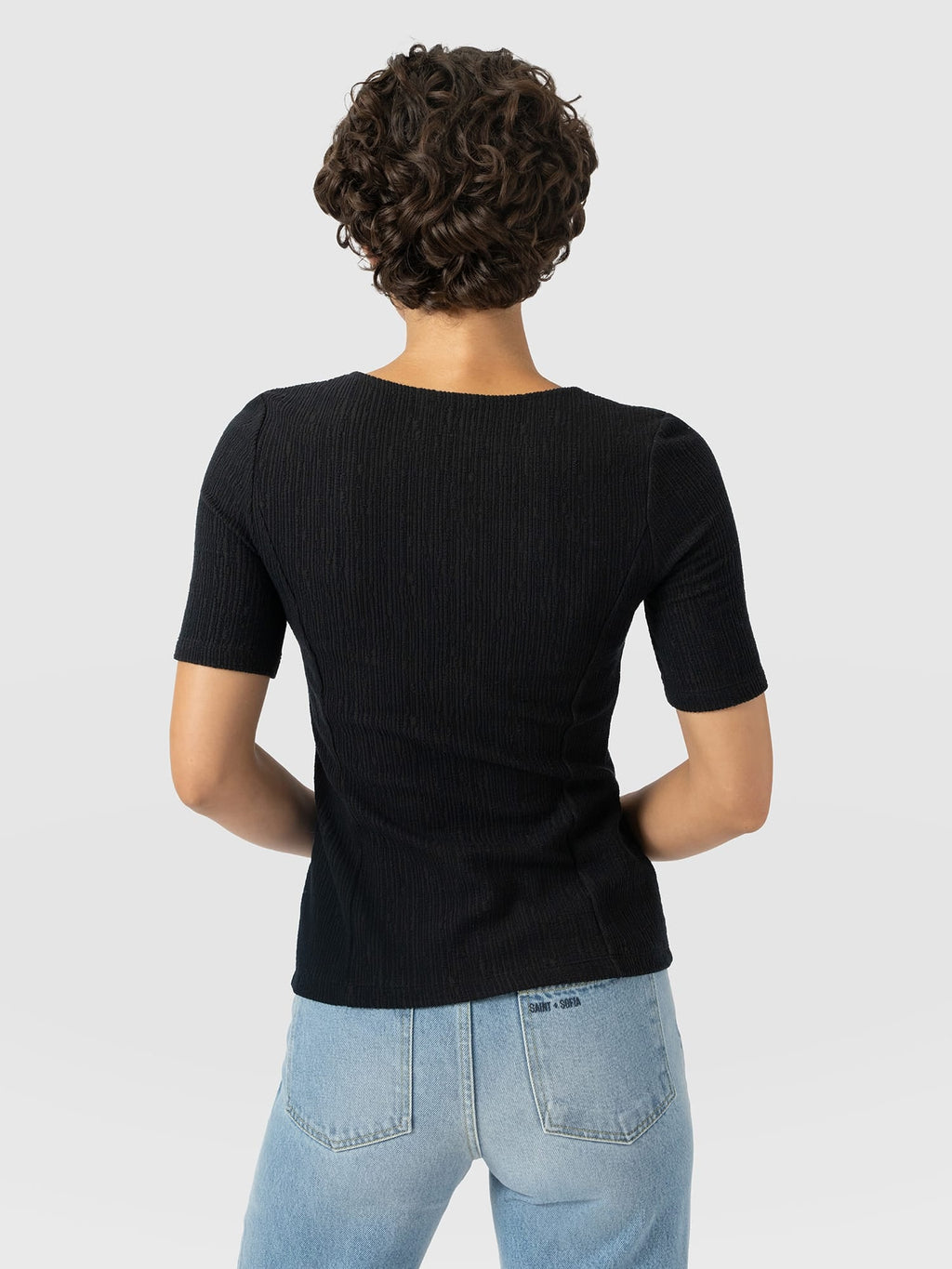 Akia Short Sleeve Tee - Black Textured