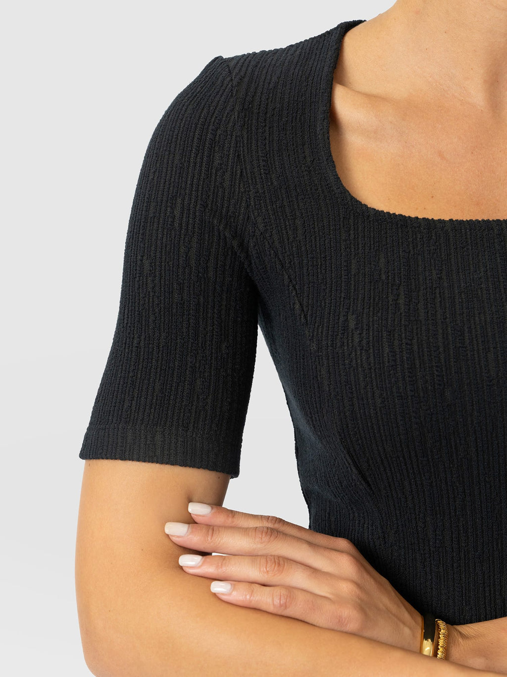 Akia Short Sleeve Tee - Black Textured