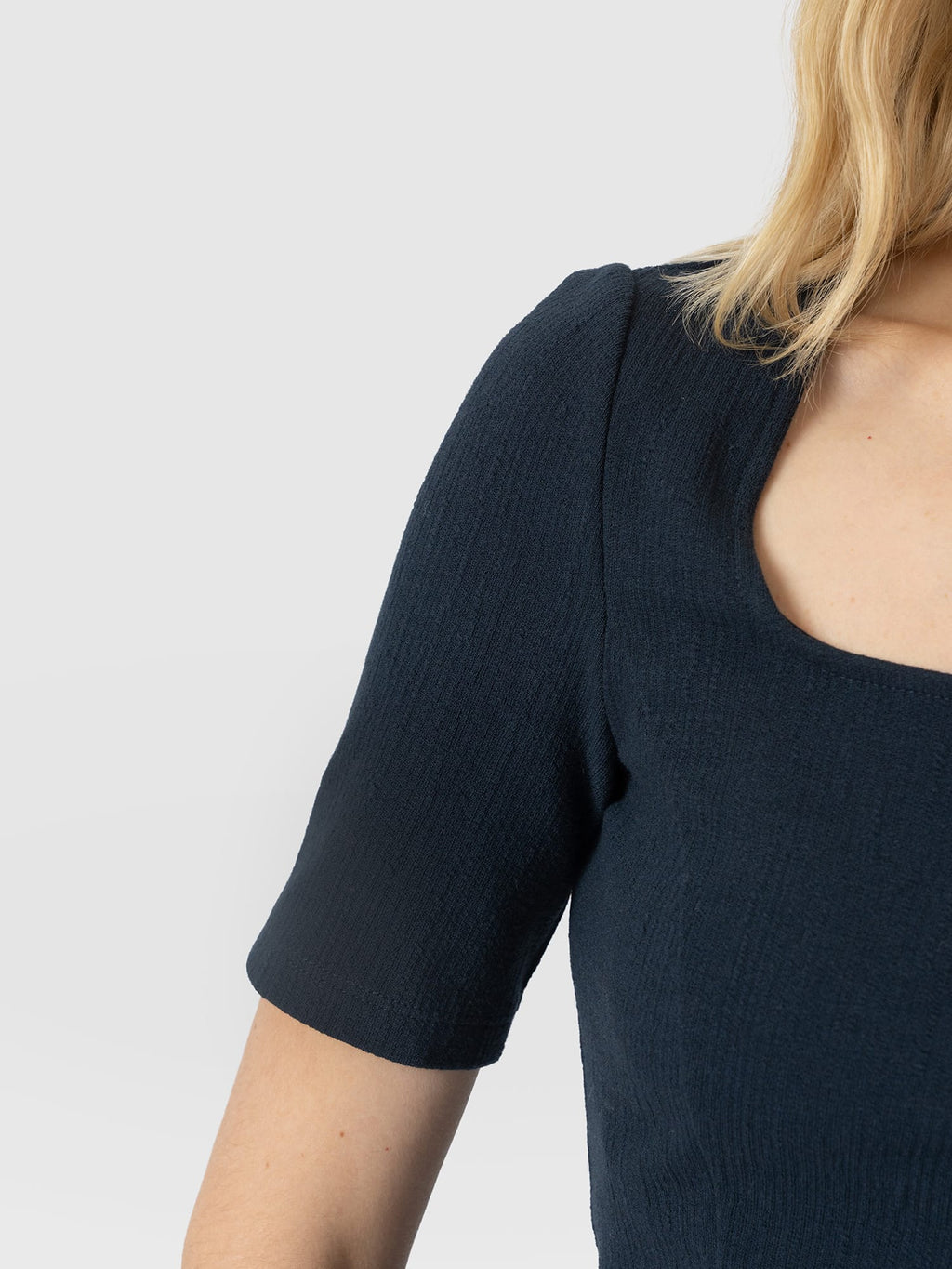 Akia Short Sleeve Tee - Navy Textured