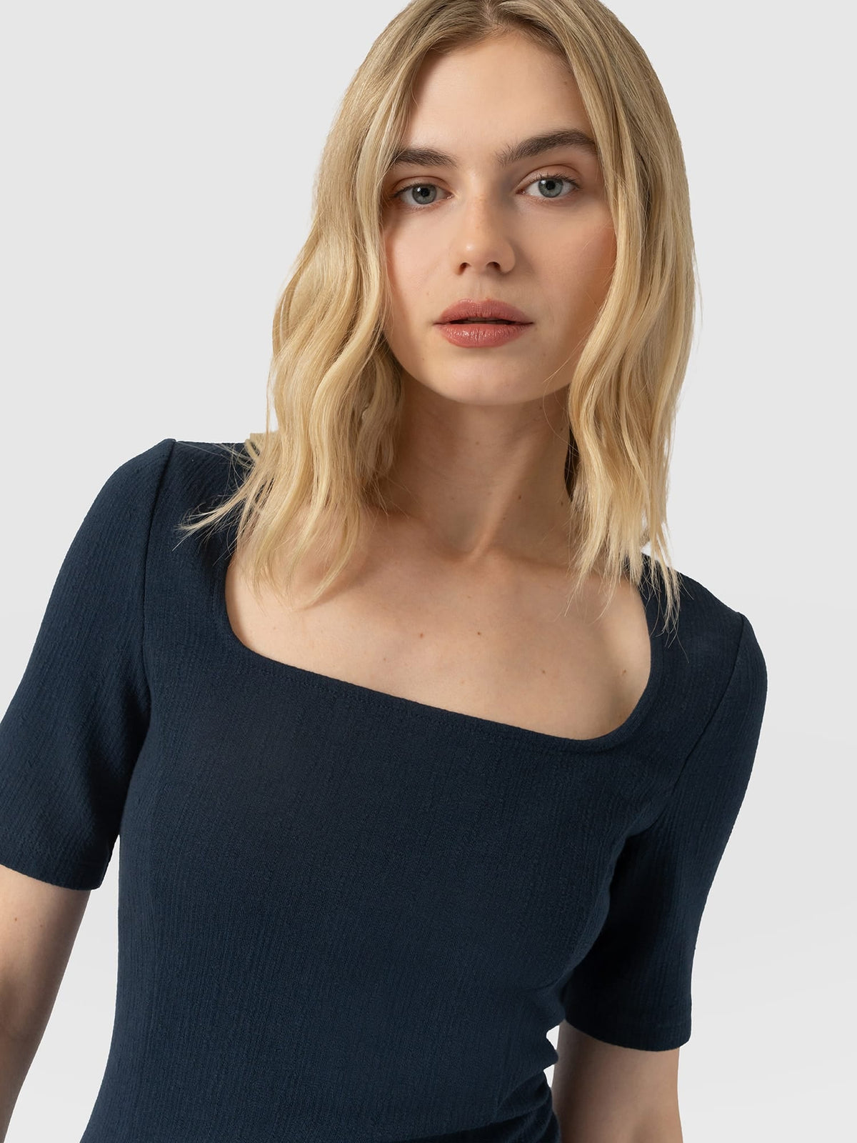 Akia Short Sleeve Tee - Navy Textured