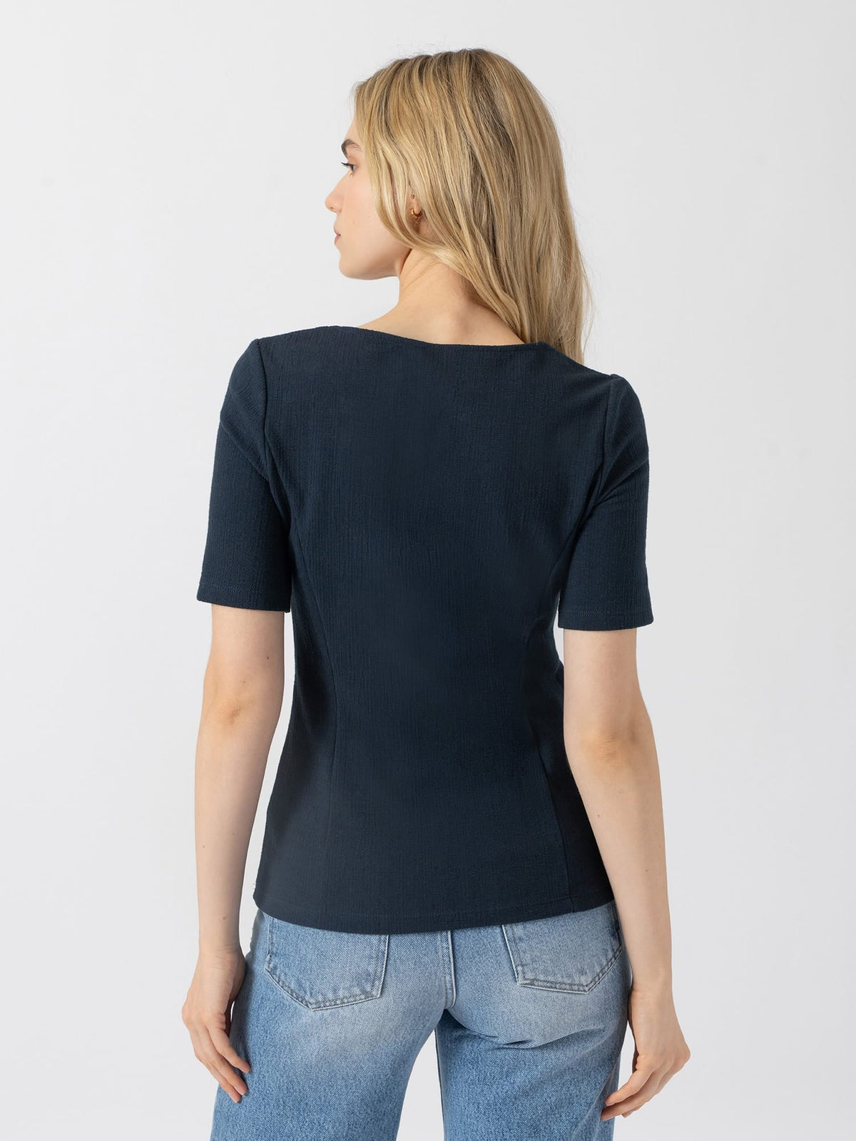 Akia Short Sleeve Tee - Navy Textured