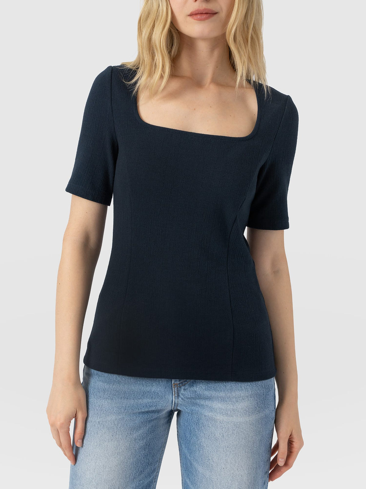 Akia Short Sleeve Tee - Navy Textured