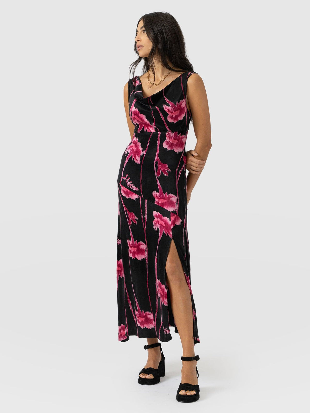 Alexis Dress - Pink Stem Floral