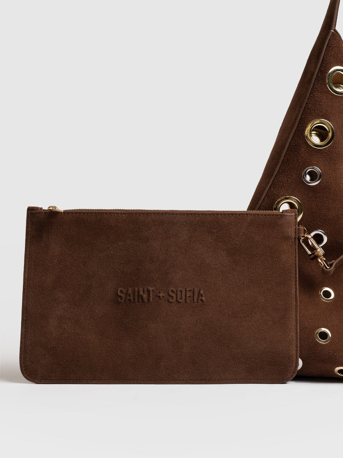 Allana Eyelet Bag - Coffee Suede