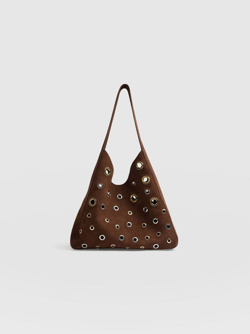 Allana Eyelet Bag - Coffee Suede