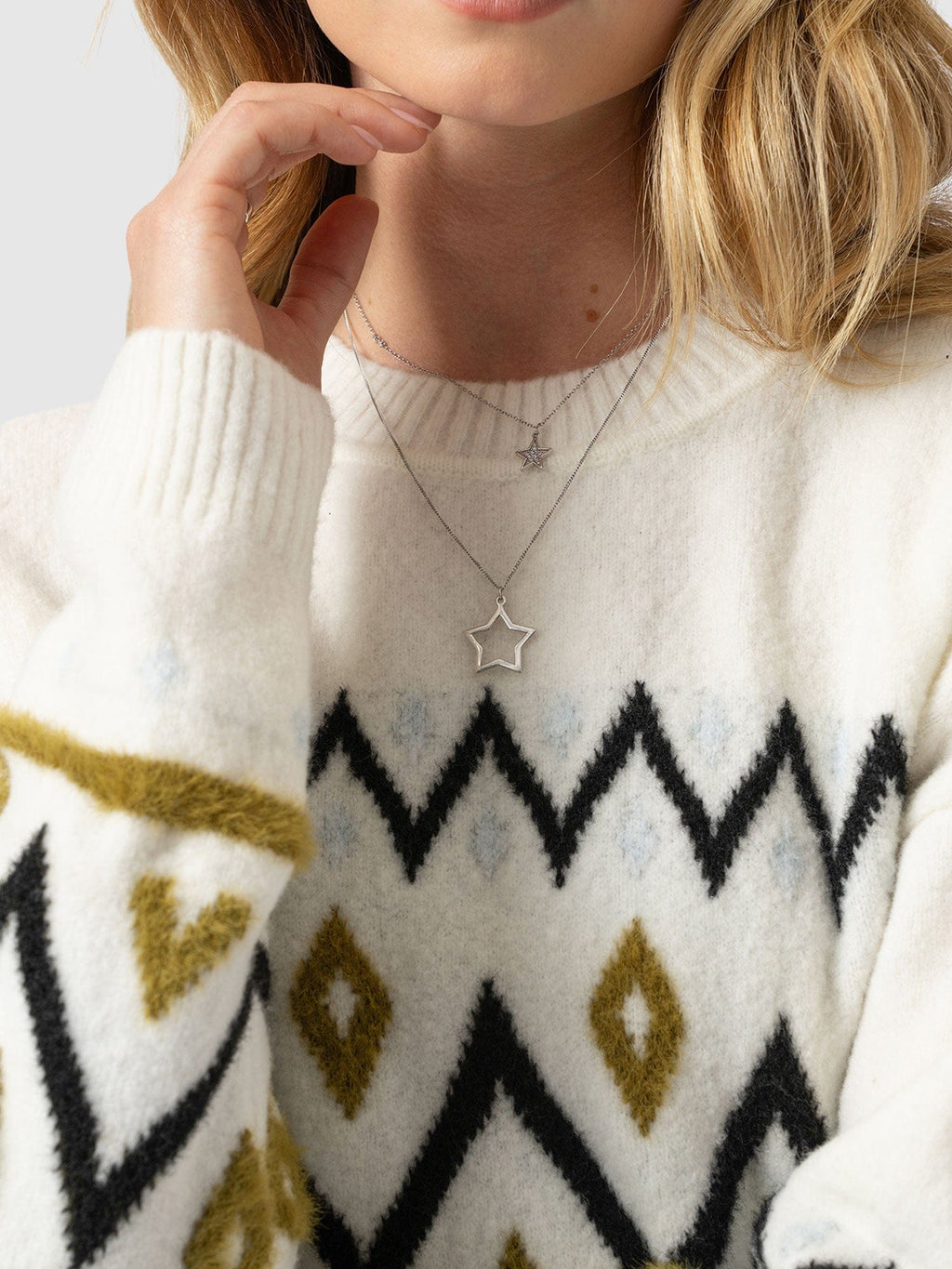 Allana Fairisle Sweater - White