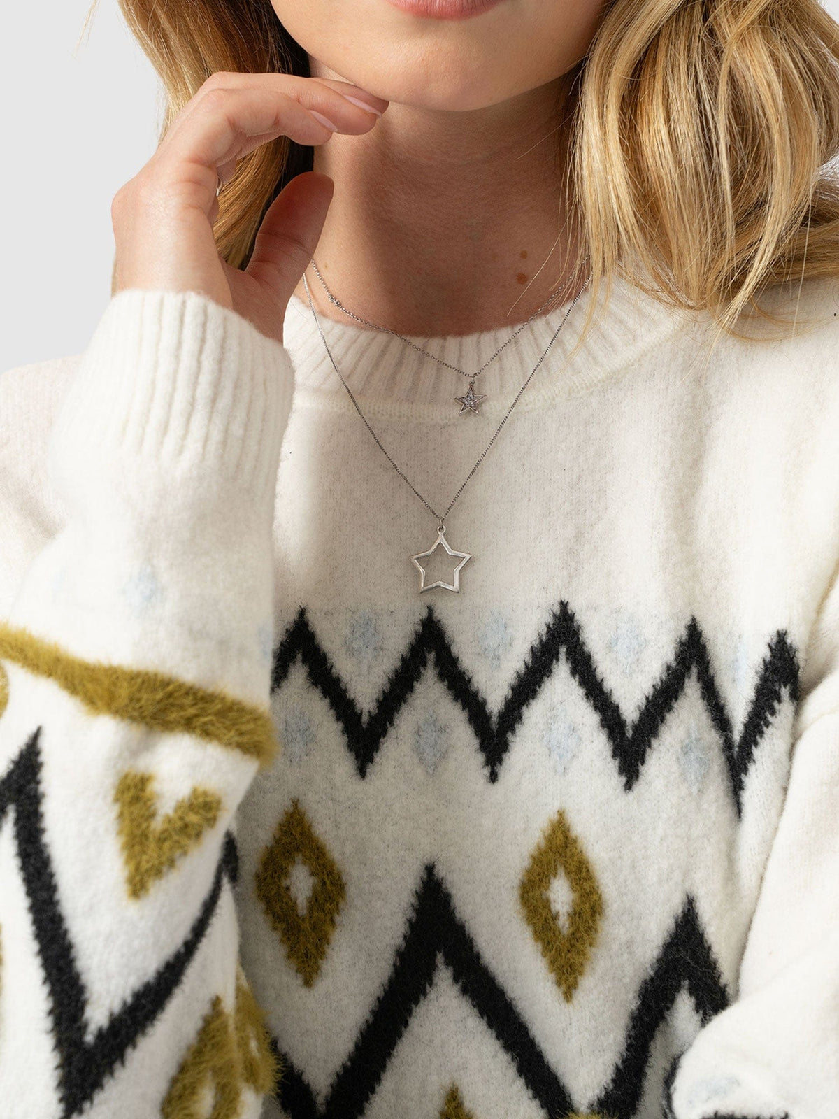 Allana Fairisle Sweater - White