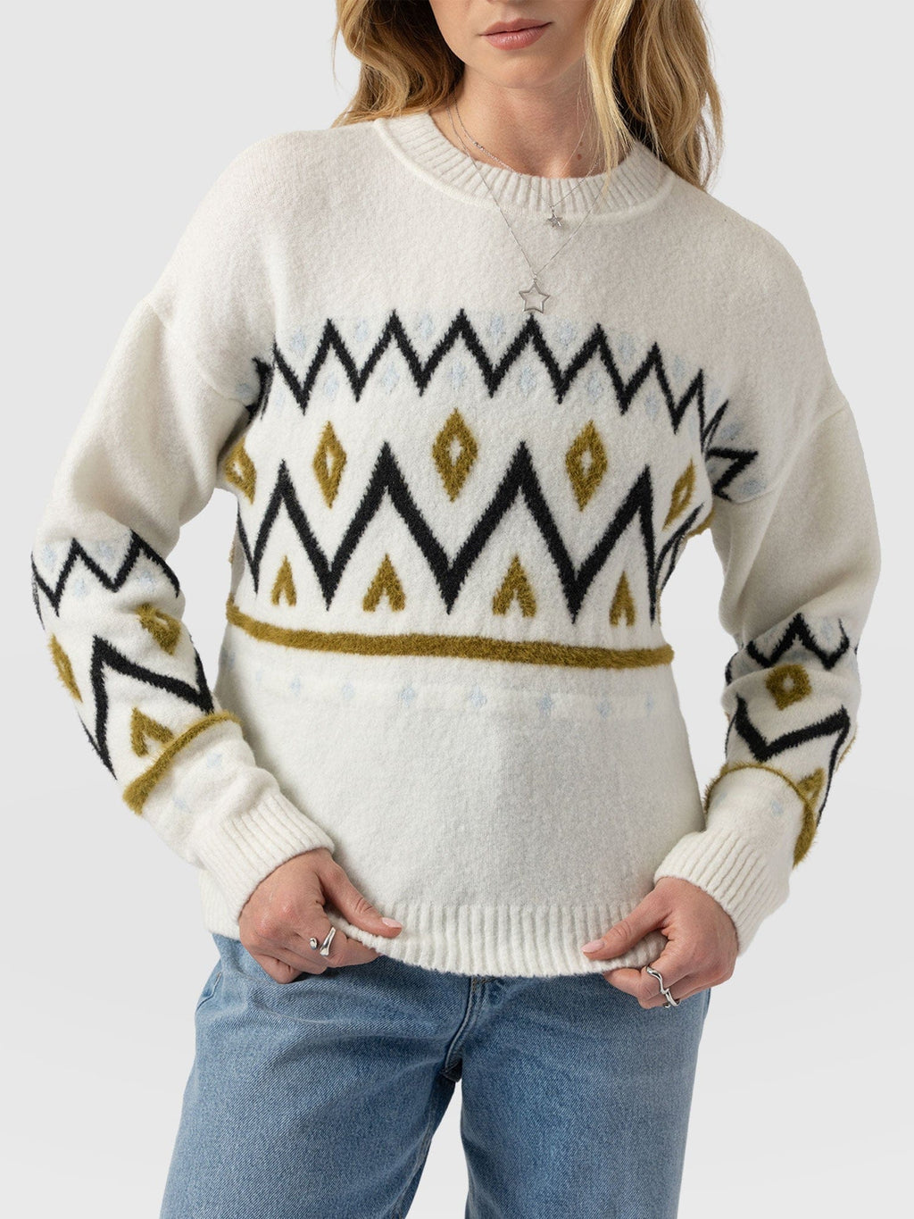 Allana Fairisle Sweater - White