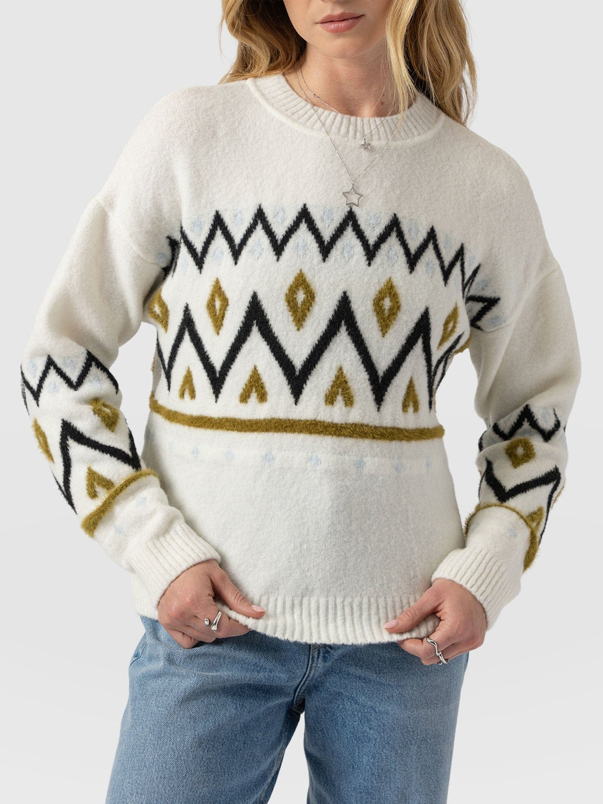 Allana Fairisle Sweater - White