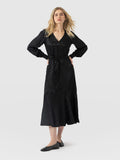 Allegra V Neck Dress - Black Jacquard