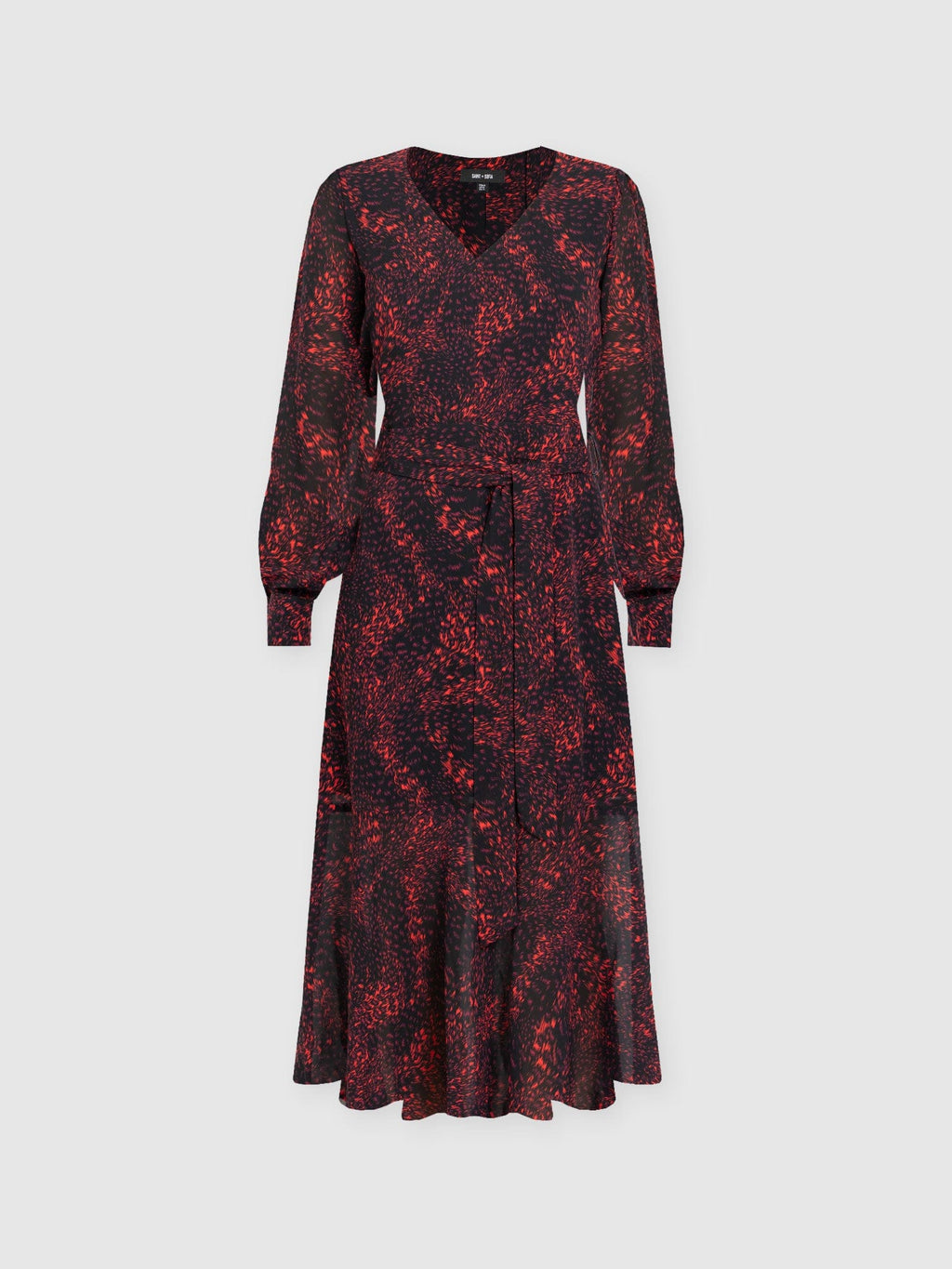 Allegra V Neck Dress - Red Fade Spot