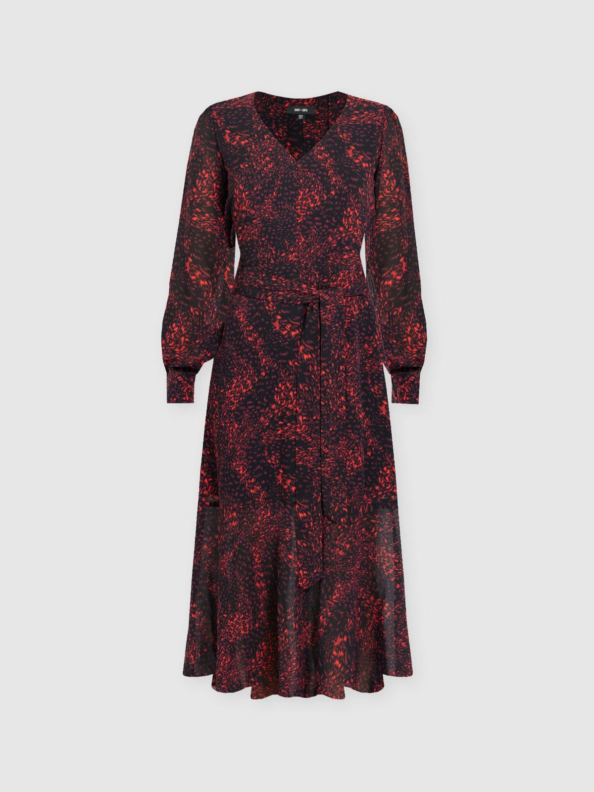 Allegra V Neck Dress - Red Fade Spot