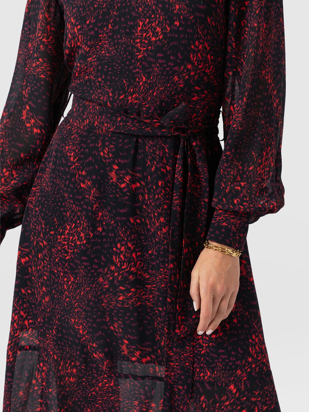 Allegra V Neck Dress - Red Fade Spot