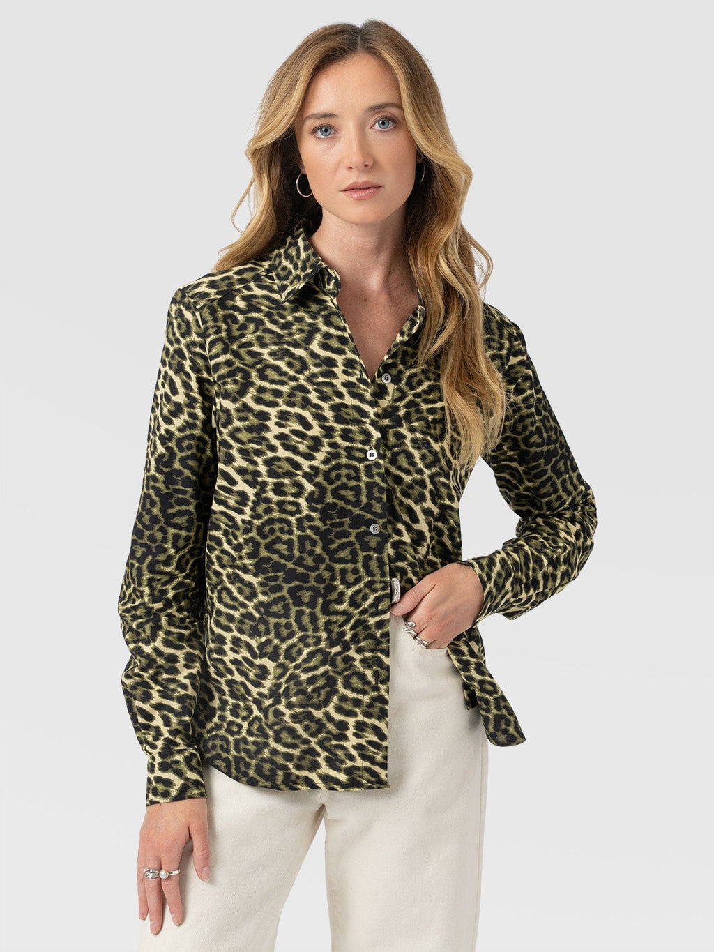 Anneliese Shirt - Green Leopard