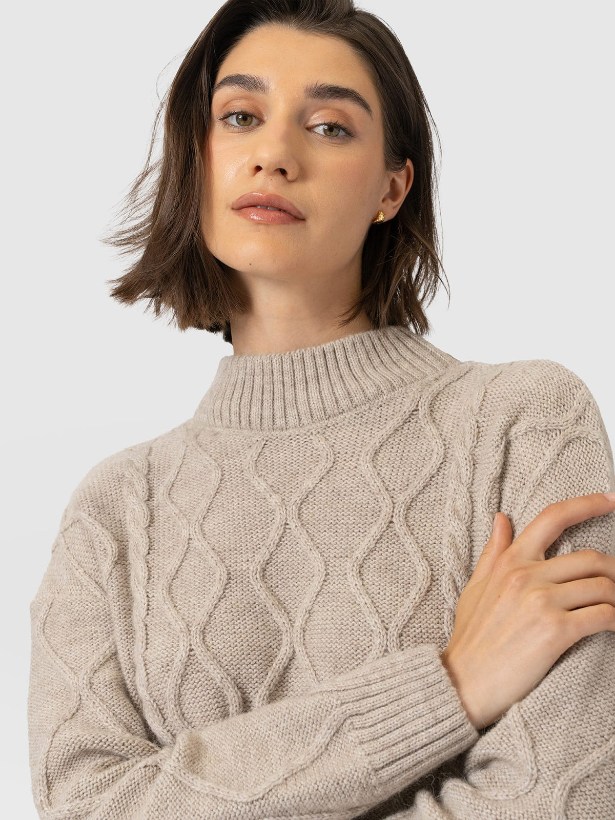 Arden Cable Knit Sweater - Oatmeal