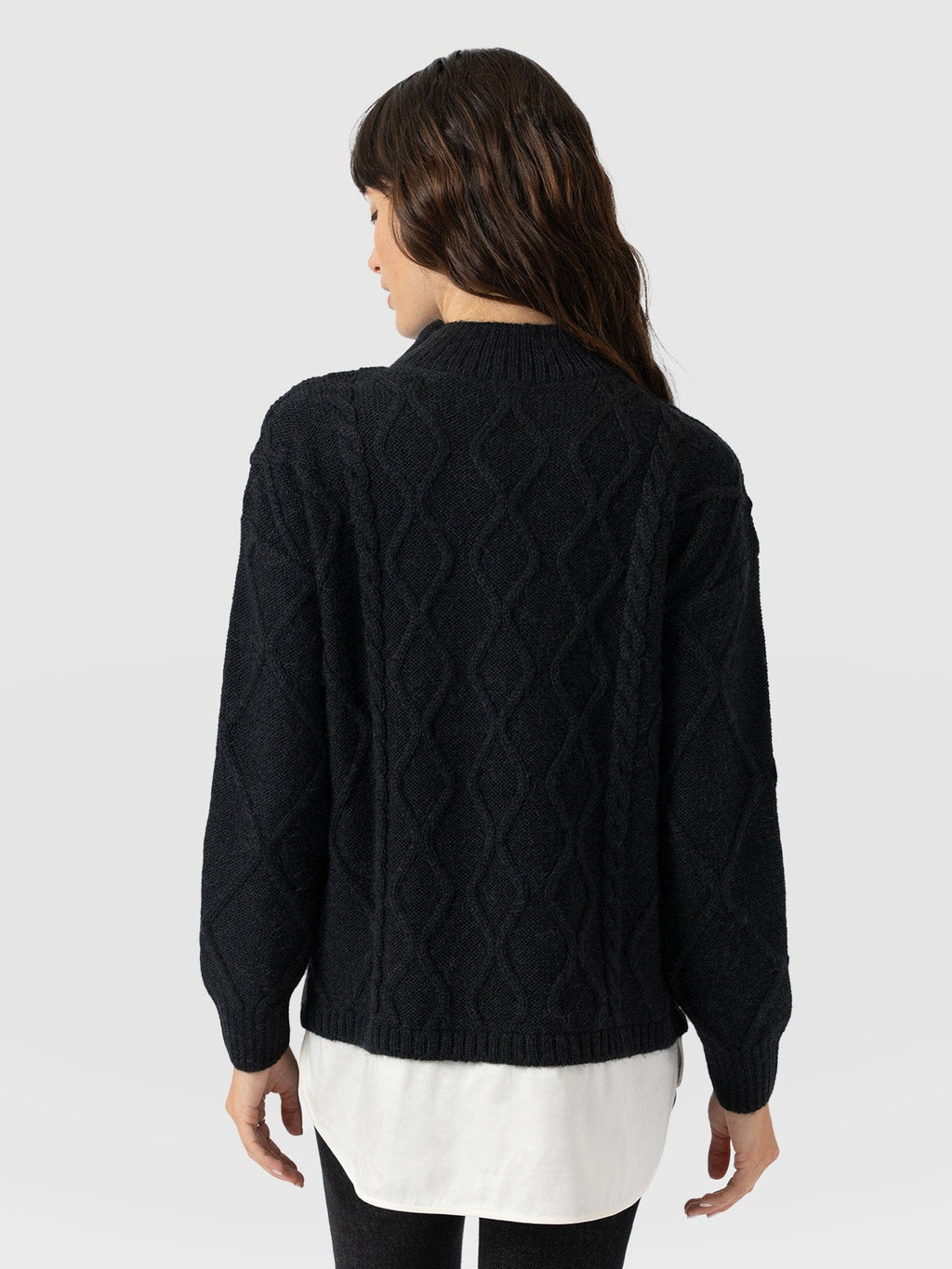 Arden Mock Shirt Sweater - Black