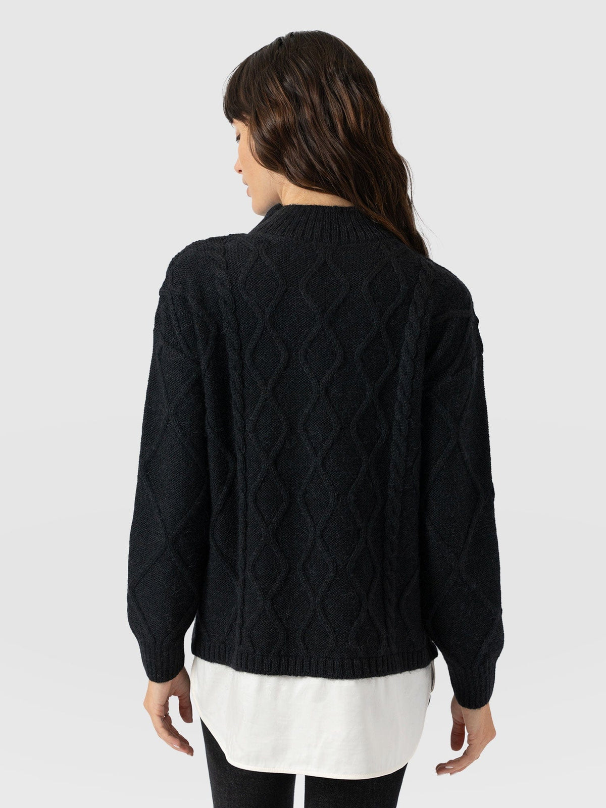 Arden Mock Shirt Sweater - Black