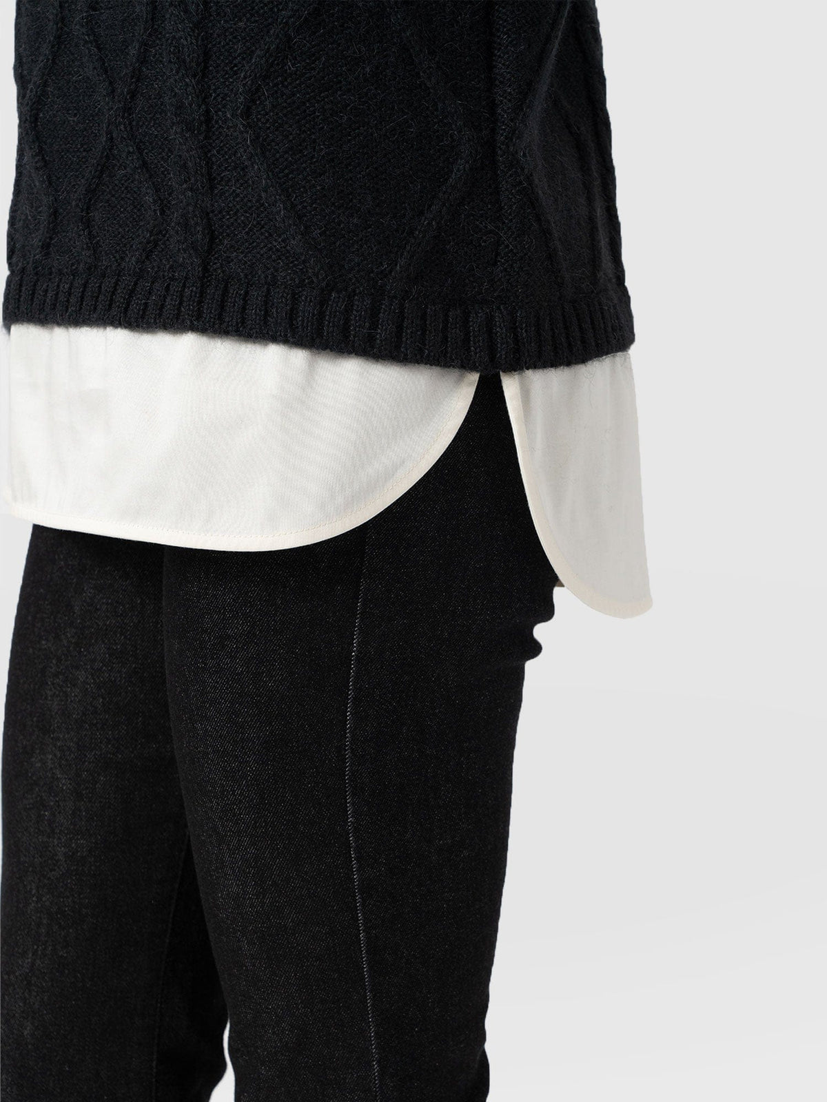 Arden Mock Shirt Sweater - Black