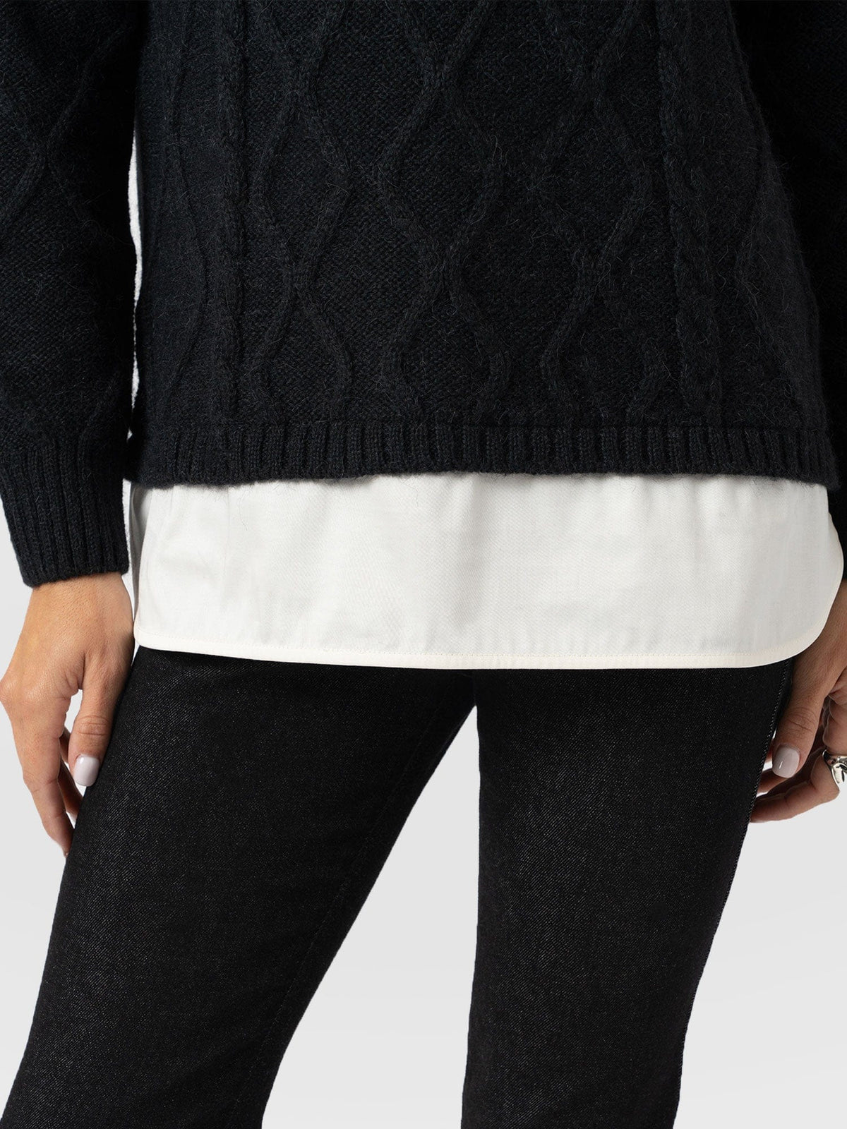 Arden Mock Shirt Sweater - Black