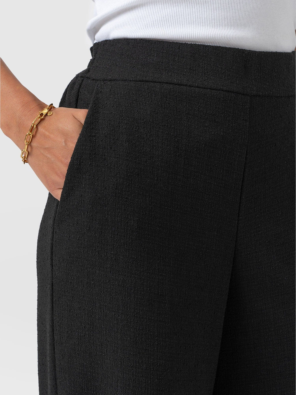 Arden Wide Leg Pant - Black Boucle
