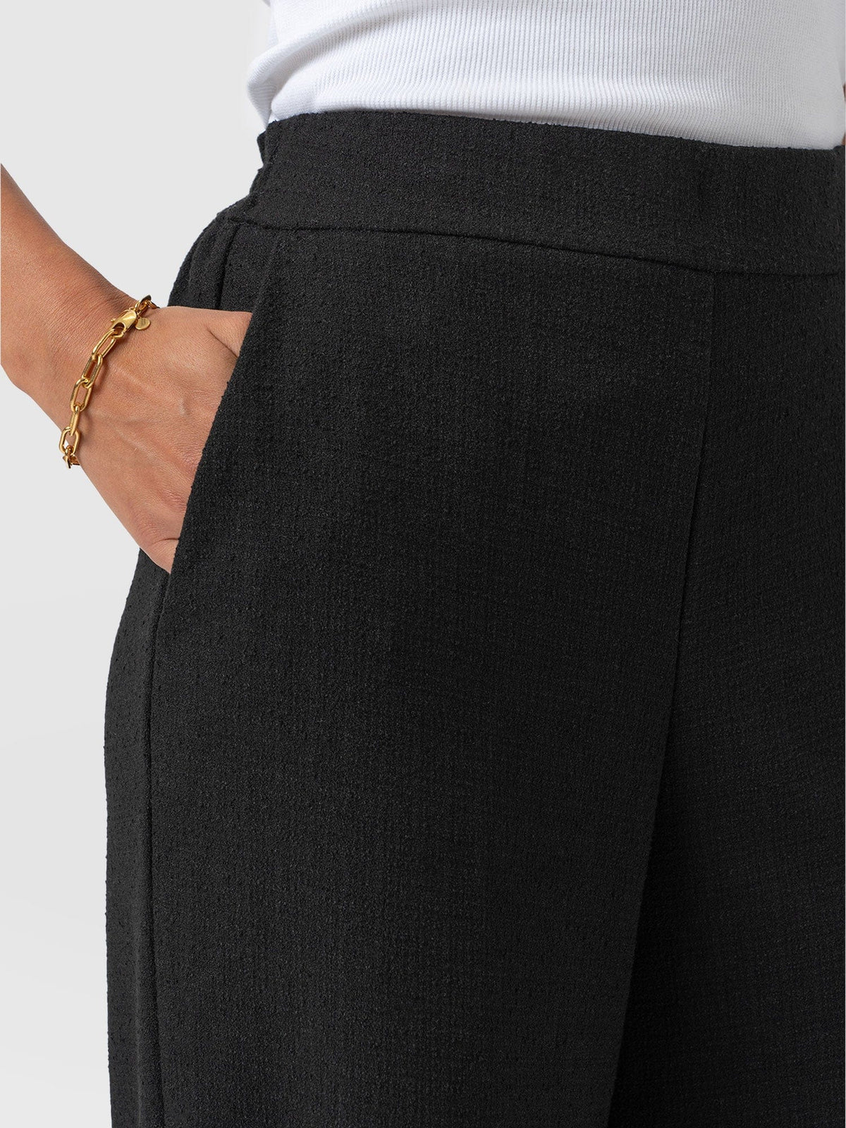Arden Wide Leg Pant - Black Boucle