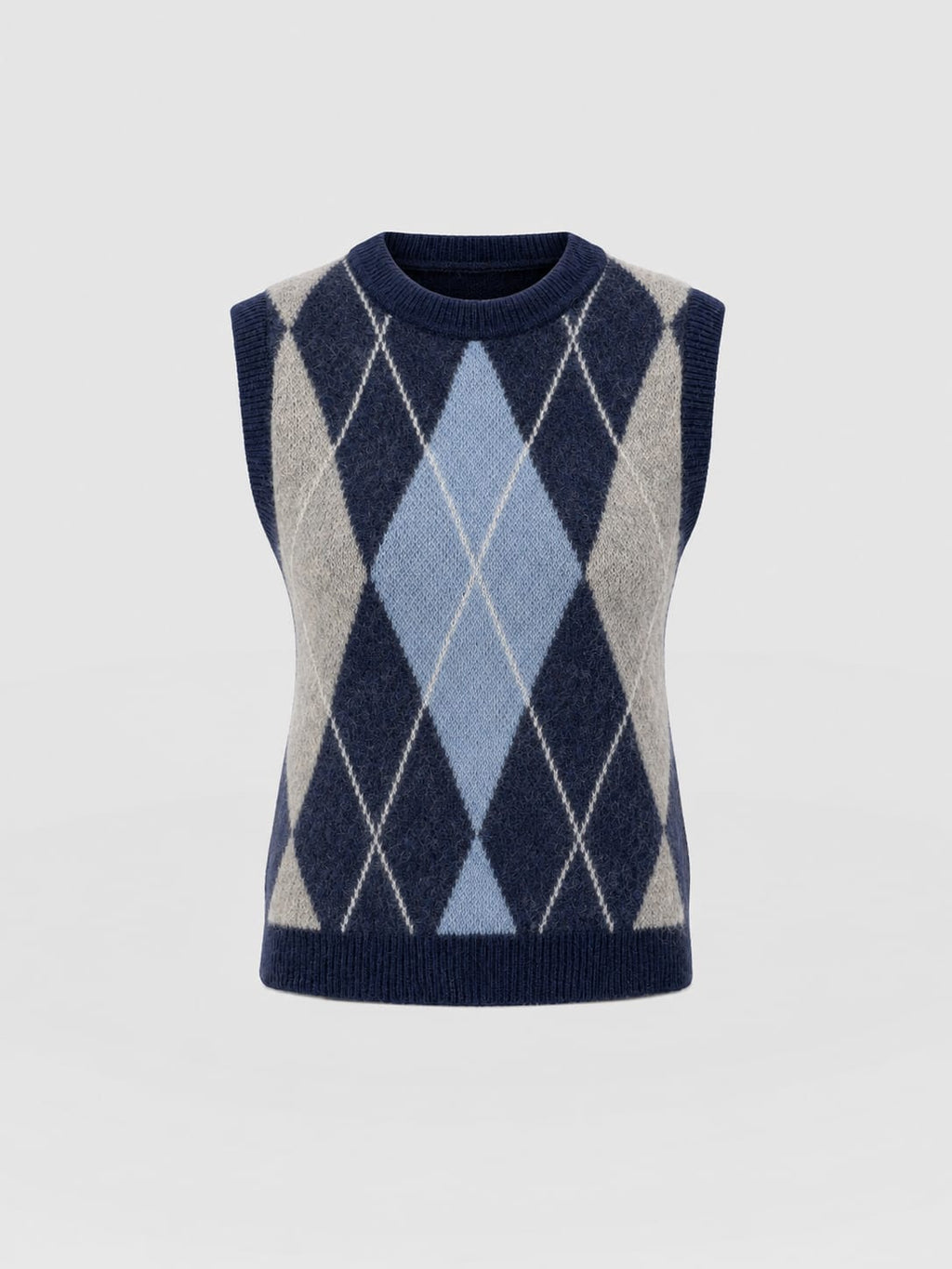 Argyle Sleeveless Knit - Navy/Blue