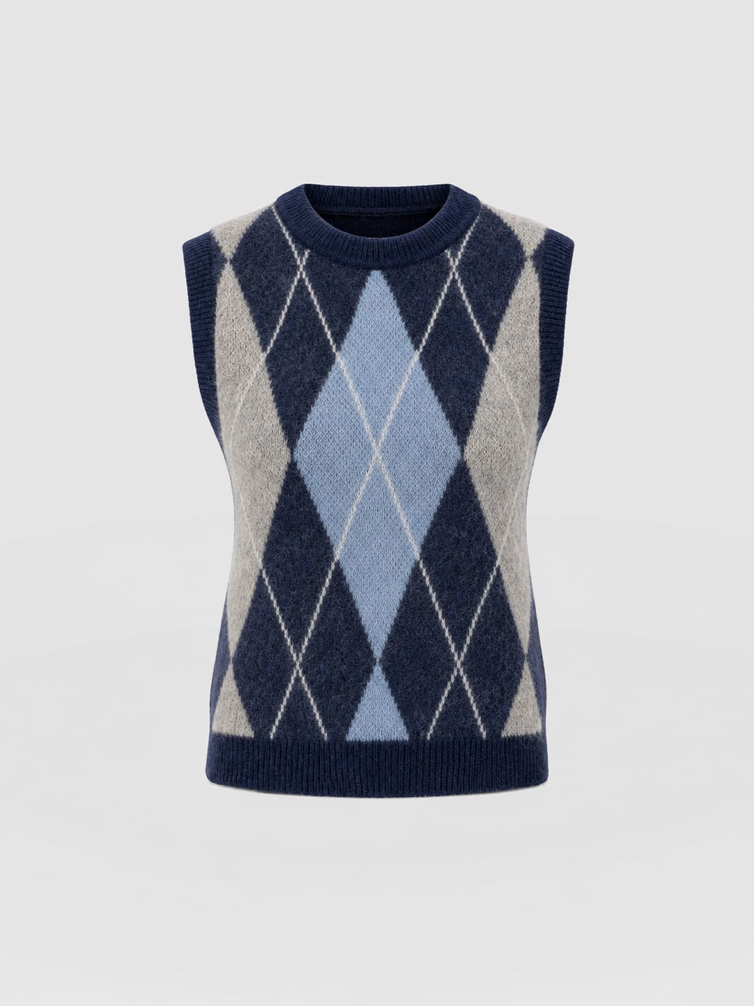 Argyle Sleeveless Knit - Navy/Blue