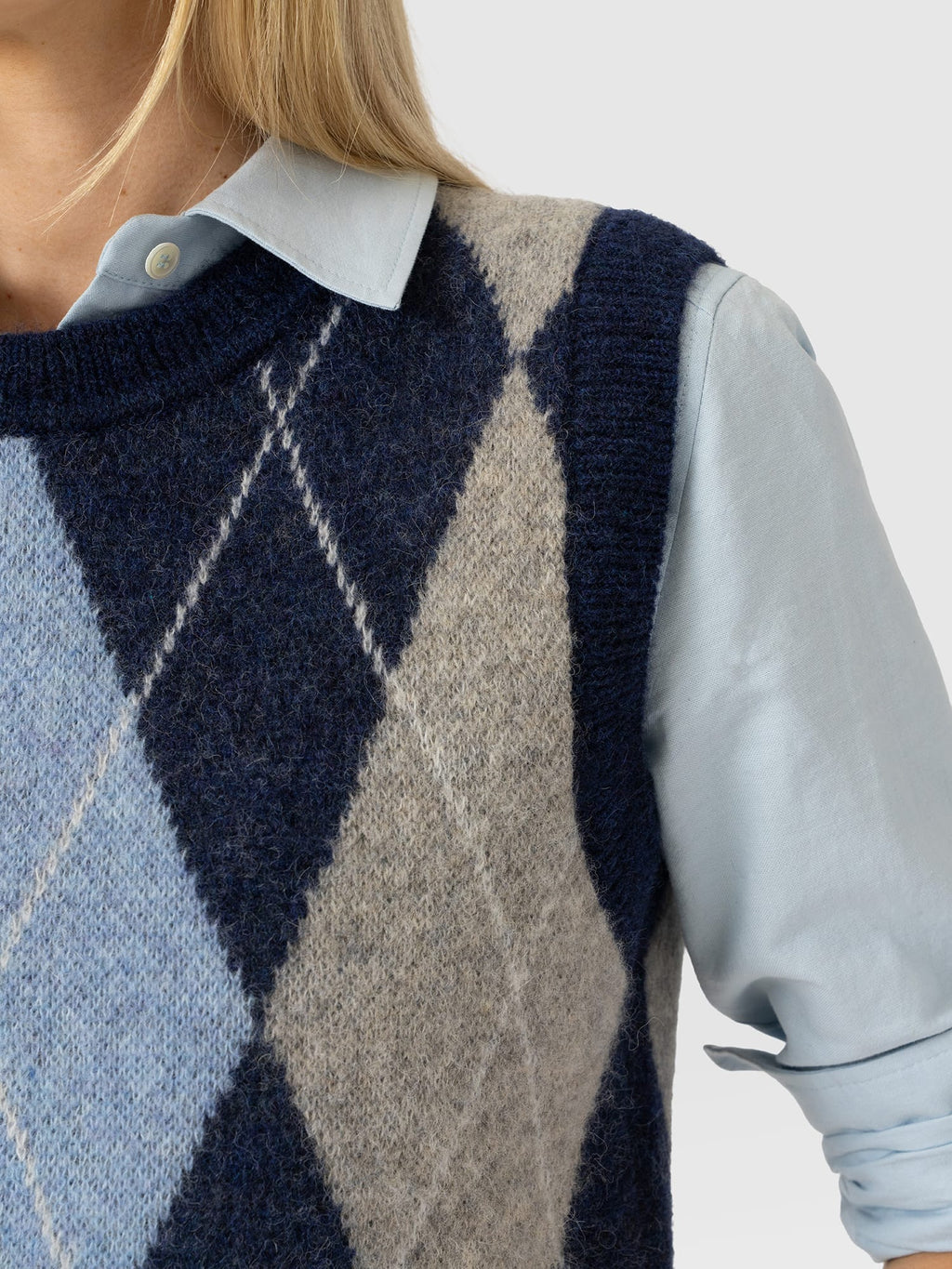Argyle Sleeveless Knit - Navy/Blue