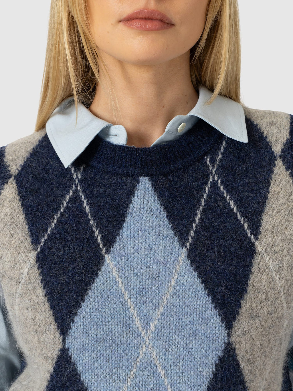 Argyle Sleeveless Knit - Navy/Blue