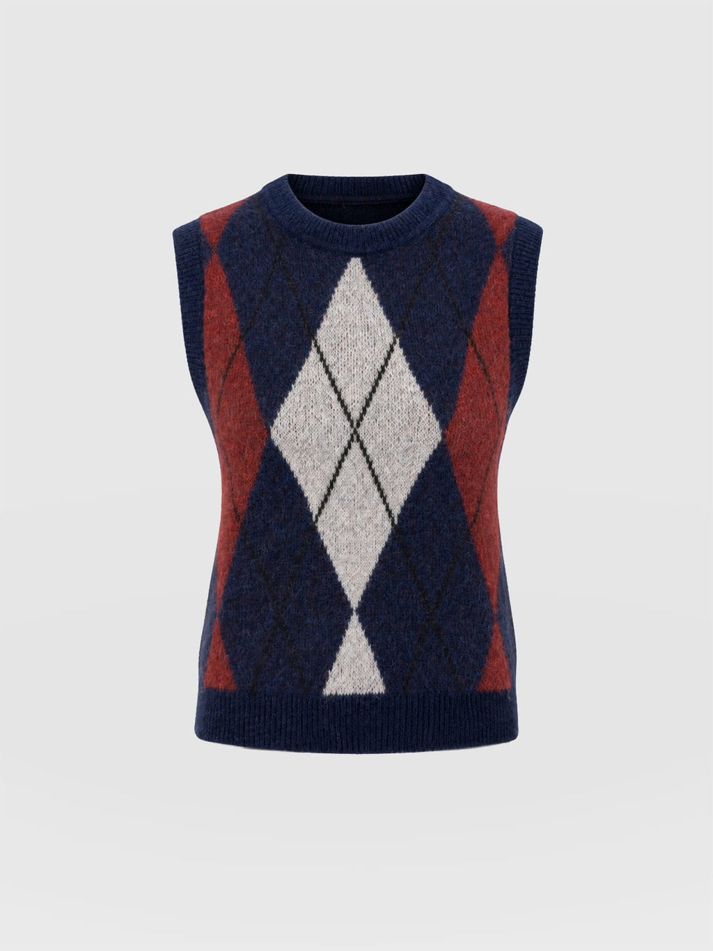 Argyle Sleeveless Knit - Navy/Burgundy
