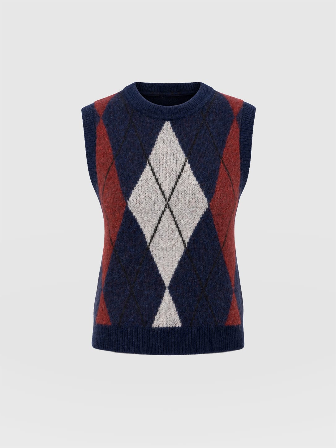 Argyle Sleeveless Knit - Navy/Burgundy