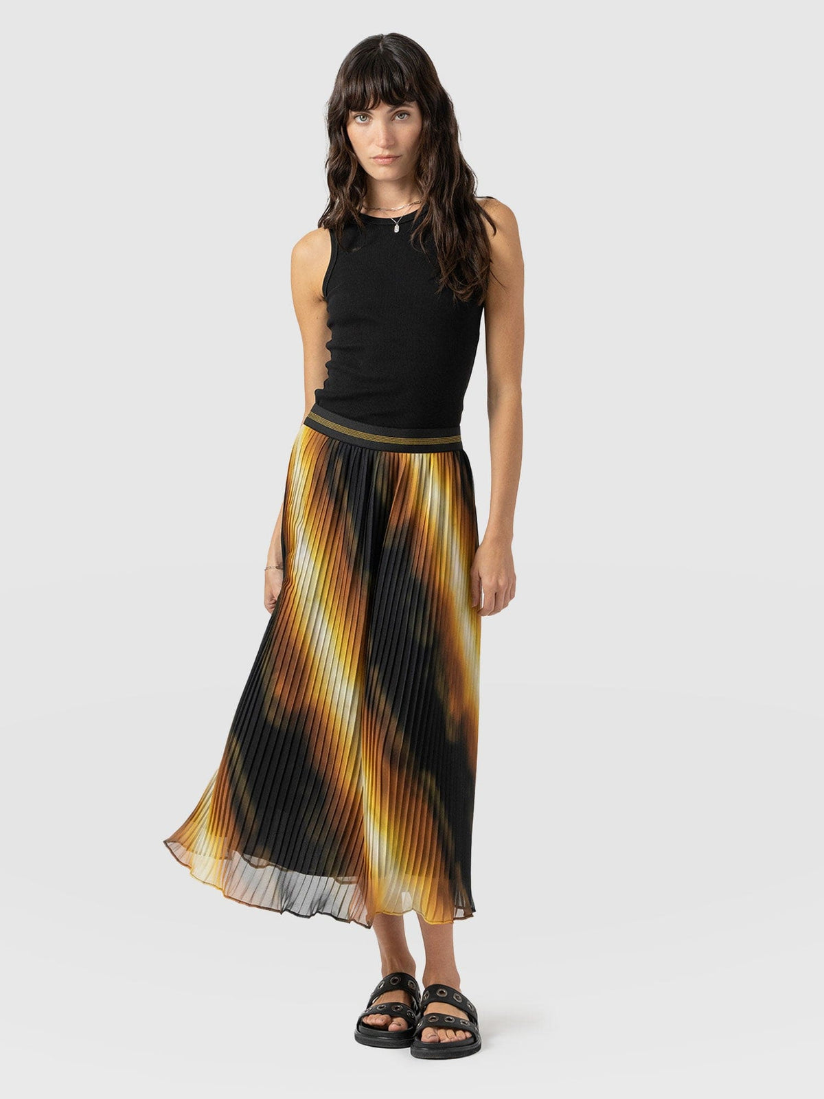 Aria Pleated Skirt  - Yellow Gradient