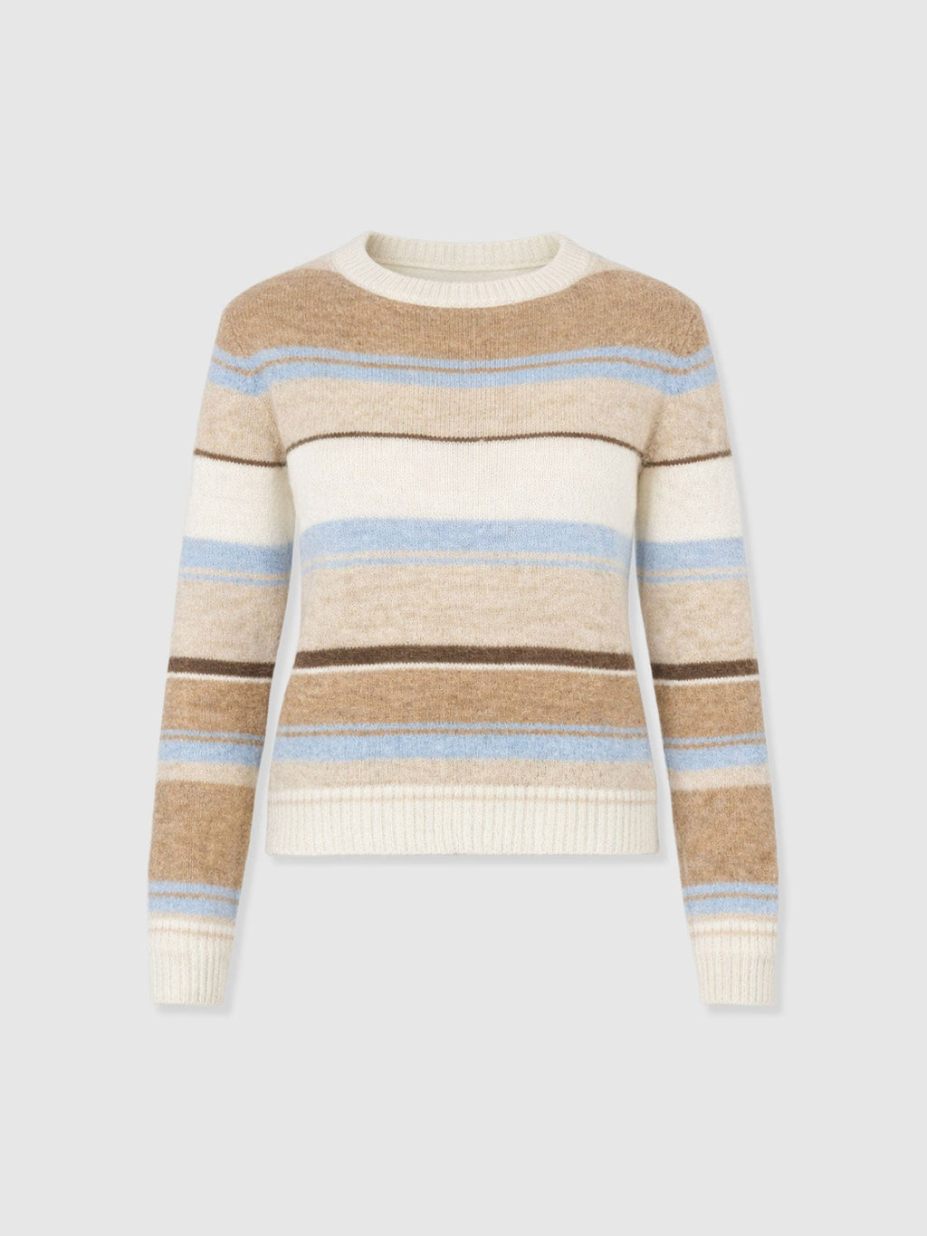 Ariella Boat Neck Sweater - Blue/Brown Stripe