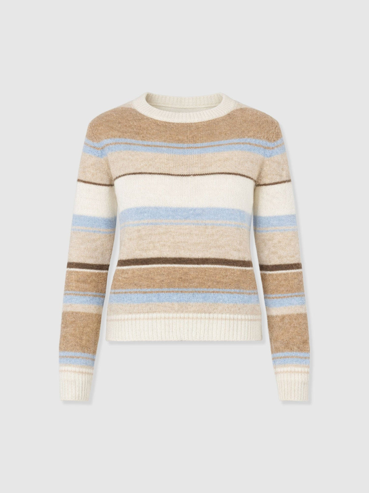 Ariella Boat Neck Sweater - Blue/Brown Stripe