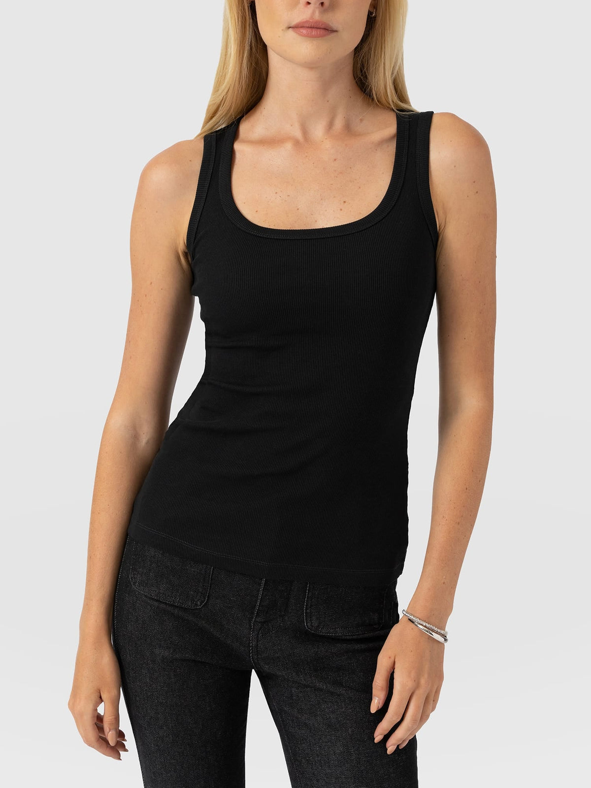 Asher Scoop Neck Vest - Black