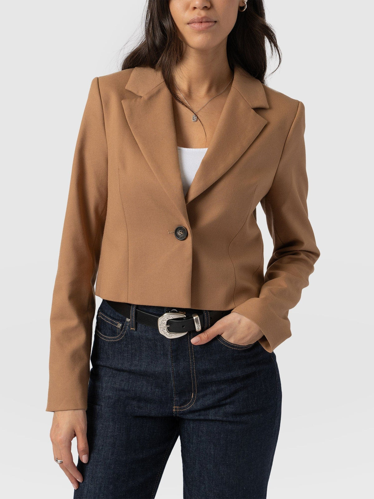 Astrid Cropped Blazer - Camel