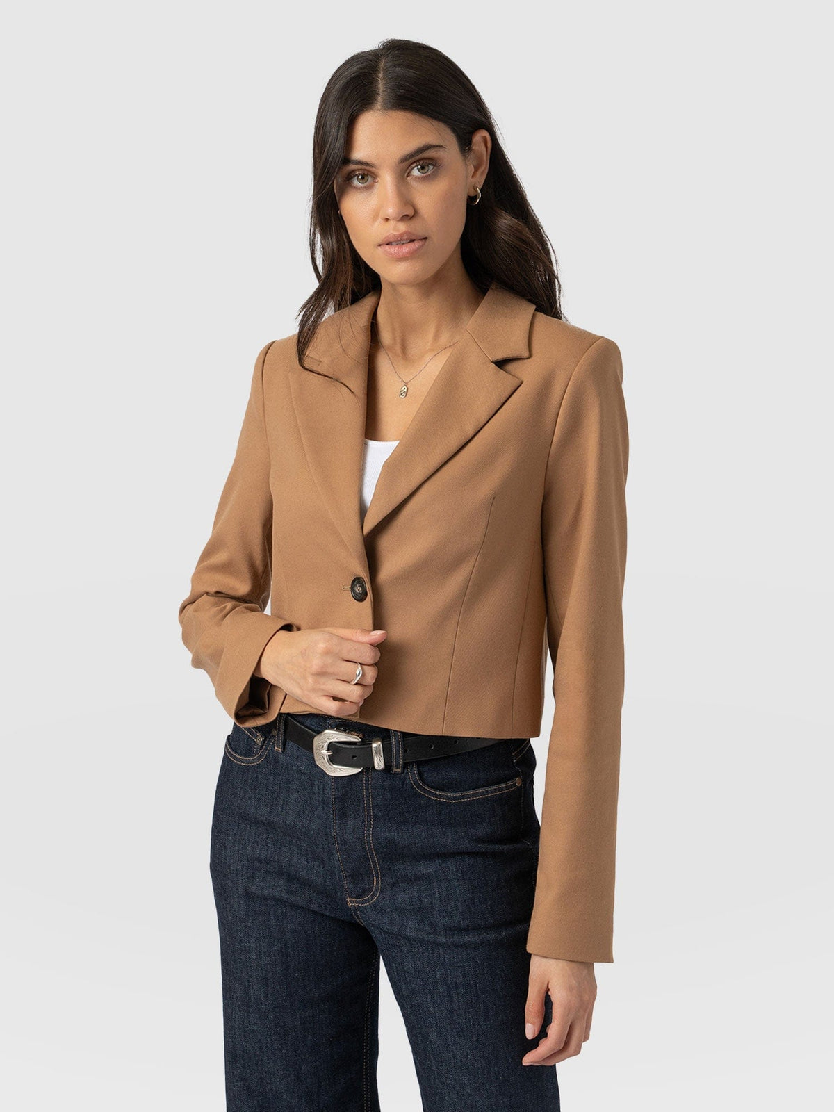 Astrid Cropped Blazer - Camel