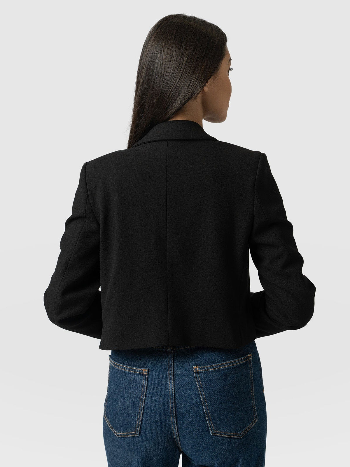 Astrid Cropped Blazer - Black Crepe