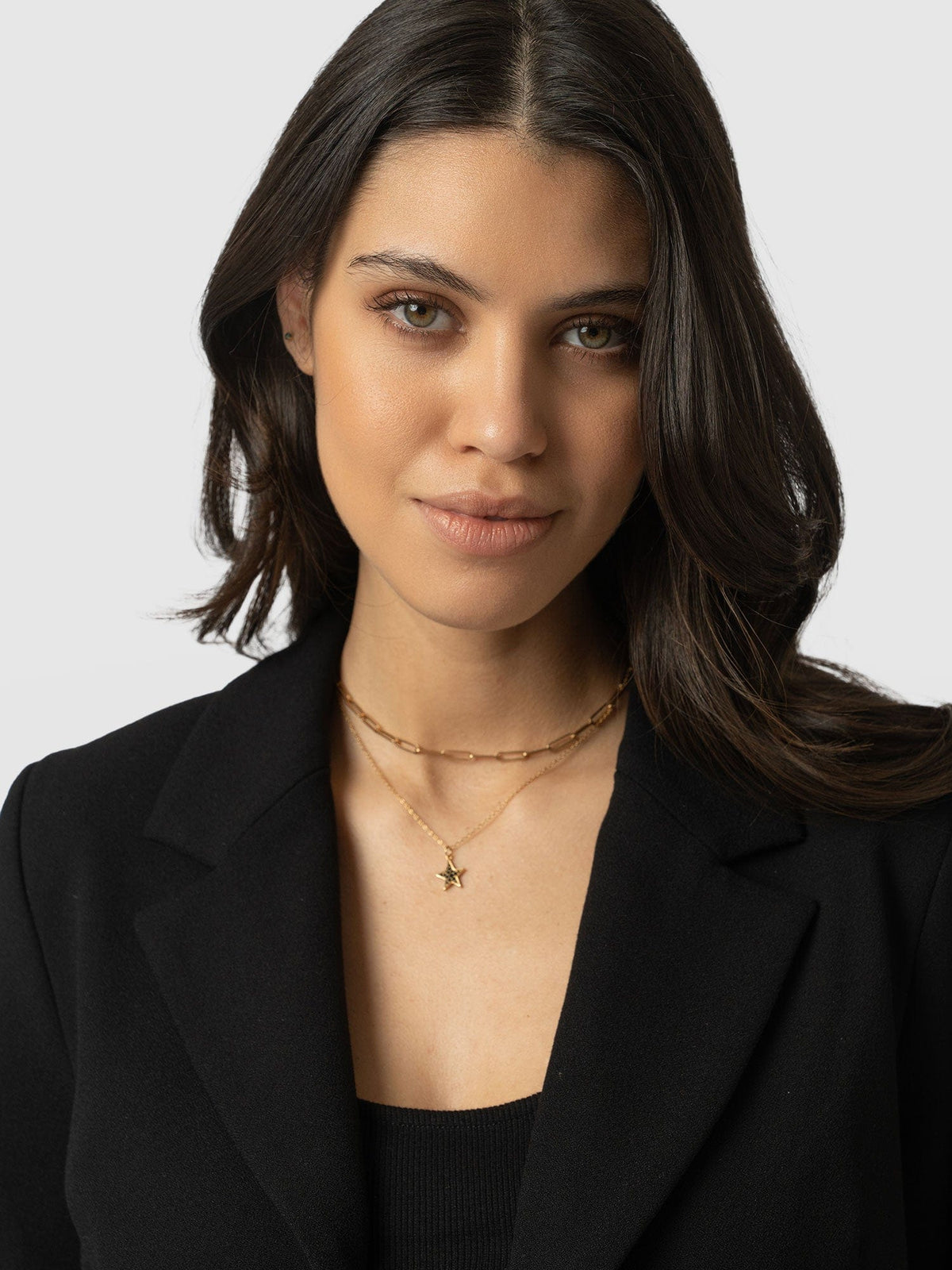 Astrid Cropped Blazer - Black Crepe