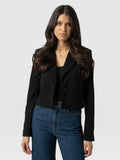 Astrid Cropped Blazer - Black Crepe