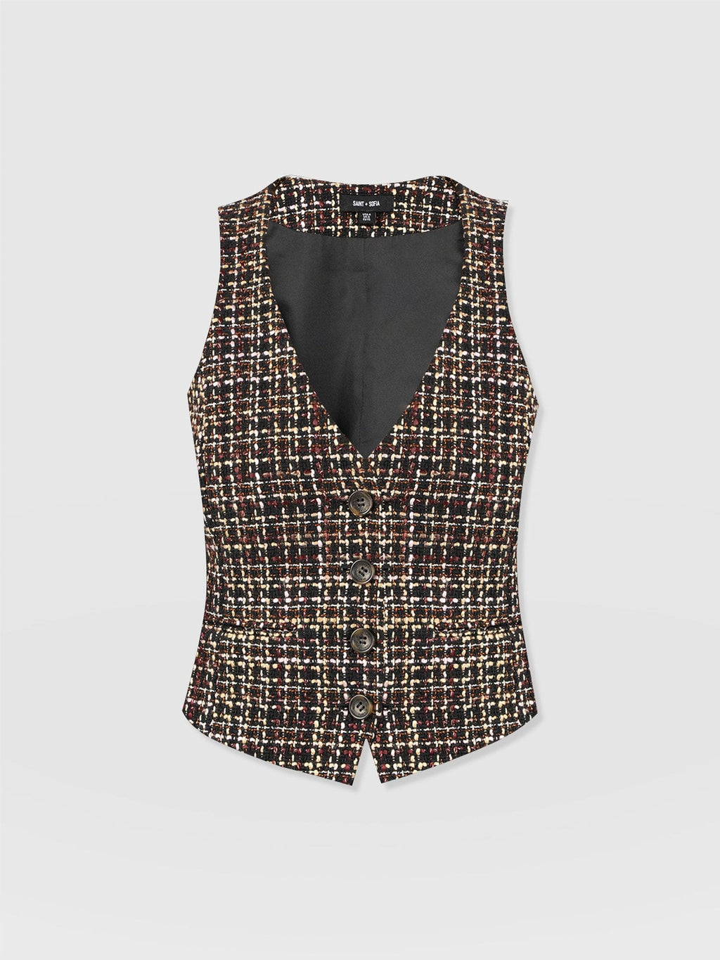 Astrid Waistcoat - Black/Burgundy/Gold Boucle