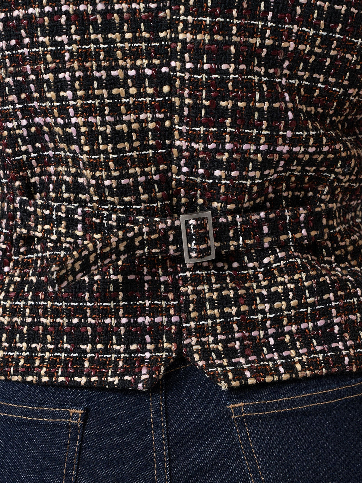 Astrid Waistcoat - Black/Burgundy/Gold Boucle